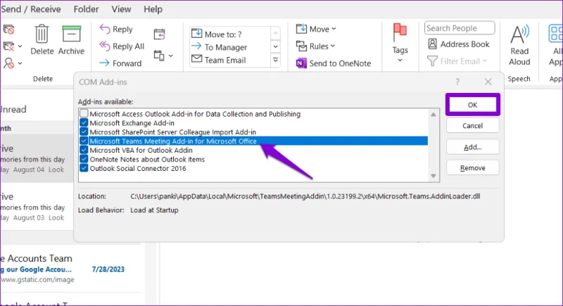 Las 6 formas principales de arreglar el complemento de reunión de Microsoft Teams no aparecerán en Outlook para Windows