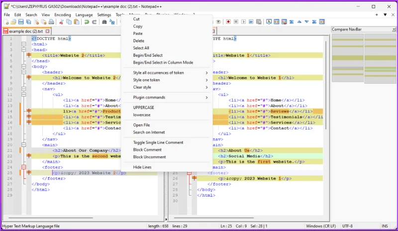 Notepad++ で 2 つのファイルを比較する方法: 総合ガイド