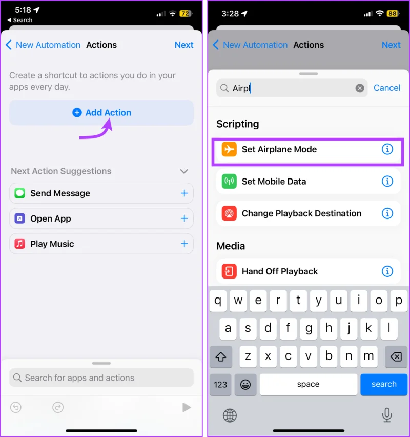 Hoe u de vliegtuigmodus automatisch in- of uitschakelt op iOS