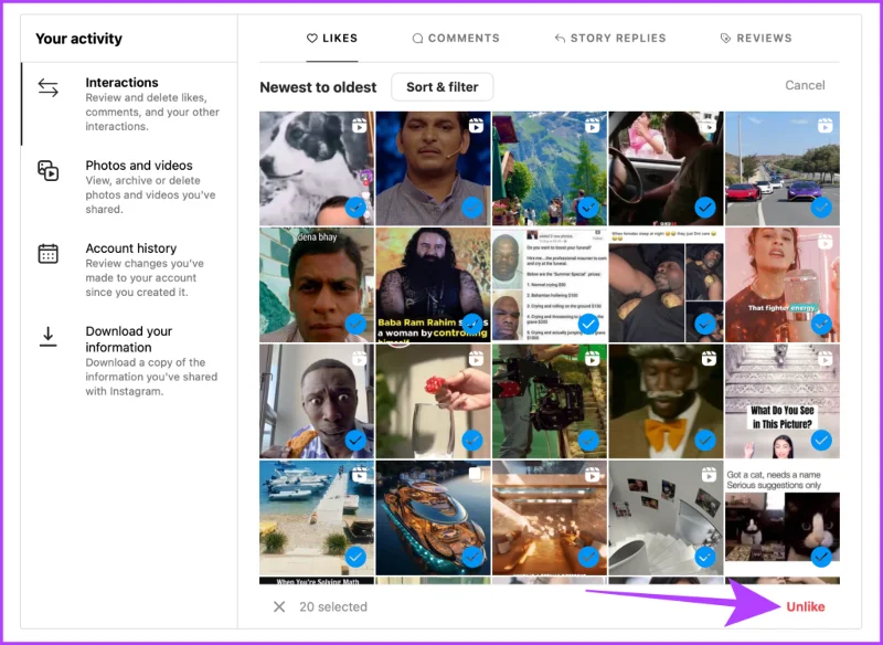 Comment aimer ou annuler toutes les publications sur Instagram à la fois