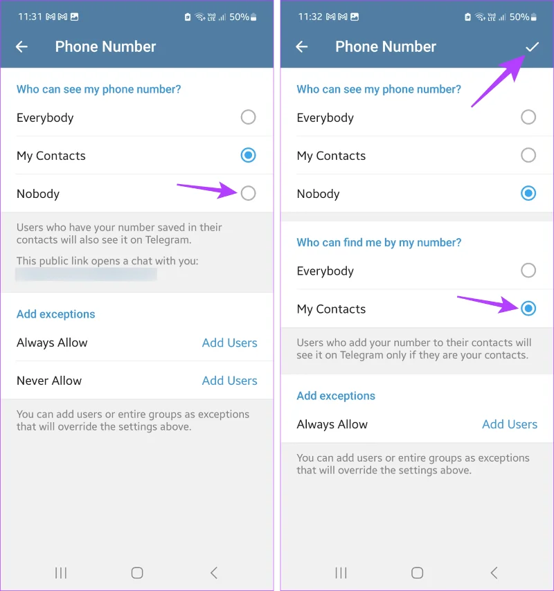 Come trovare il numero di telefono di qualcuno su Telegram