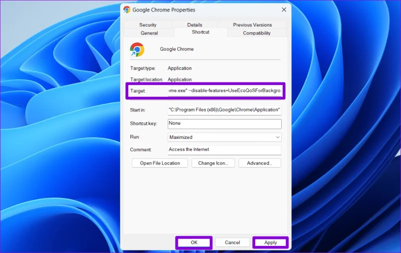 Comment désactiver le mode efficacité pour Google Chrome sous Windows 11