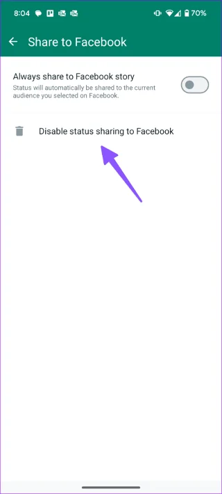 Come condividere automaticamente lo stato di WhatsApp come storia di Facebook
