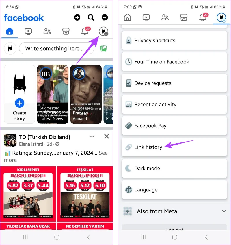 Come disattivare la cronologia dei collegamenti di Facebook sul tuo cellulare