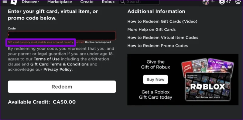 6 วิธียอดนิยมในการแก้ไขบัตรของขวัญ Roblox ไม่ทำงาน