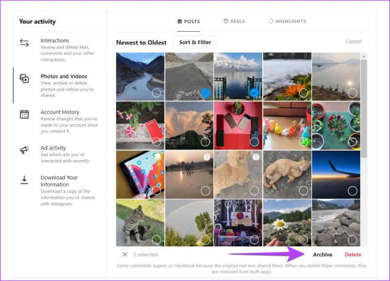 Cosa succede quando archivi un post su Instagram
