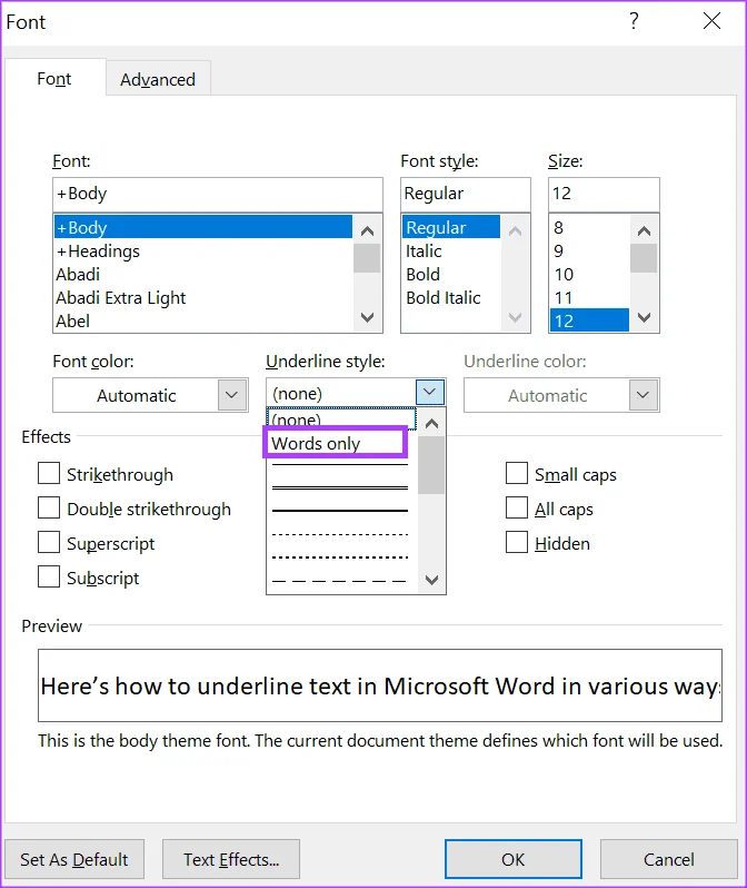 3 أفضل الطرق لتسطير النص في Microsoft Word