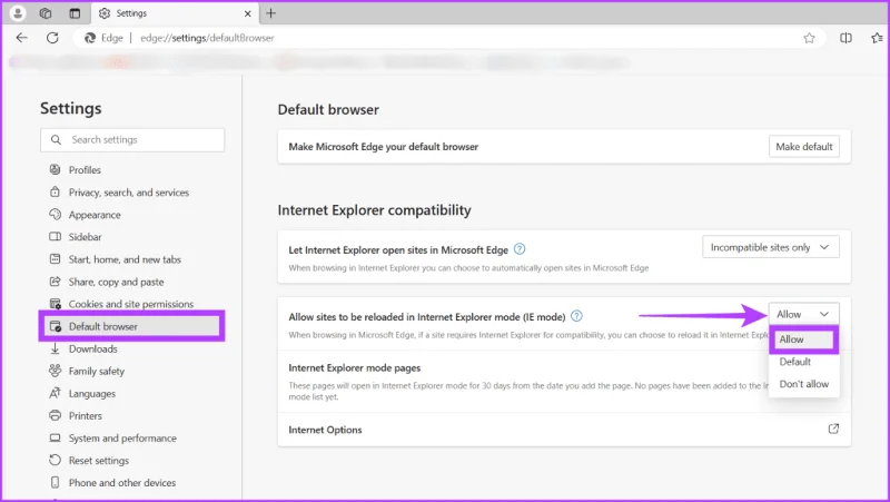 Hoe u de Internet Explorer-modus in Microsoft Edge in Windows in- of uitschakelt
