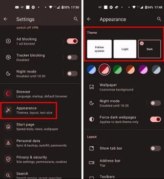 Opera pentru Android: Cum să Configurezi Modul Întunecat