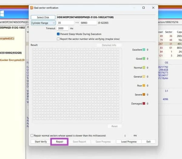 Cómo detectar y reparar sectores defectuosos en SSD