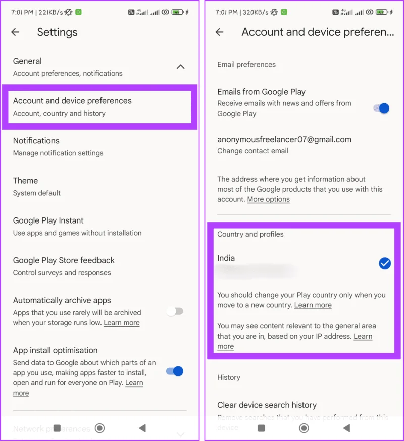 วิธีเปลี่ยนประเทศหรือภูมิภาคของคุณใน Google Play Store