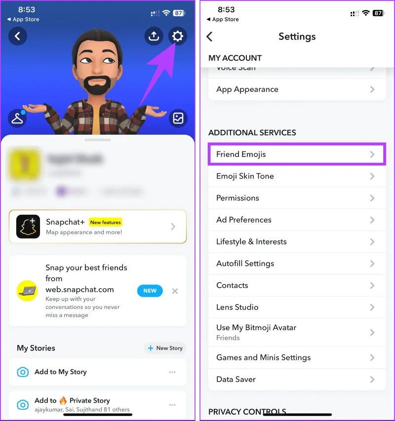 Jak zmienić emotikony znajomych na Snapchacie