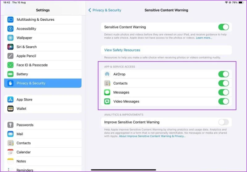 Waarschuwing voor gevoelige inhoud inschakelen op iPhone, iPad en Mac