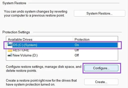 Pasos para realizar una restauración del sistema en Windows 11
