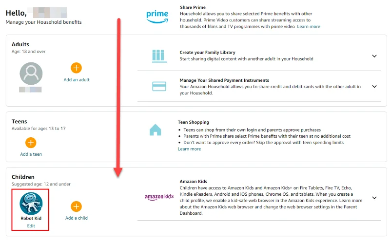 Ustawienie profilu Amazon Prime Video dla dzieci