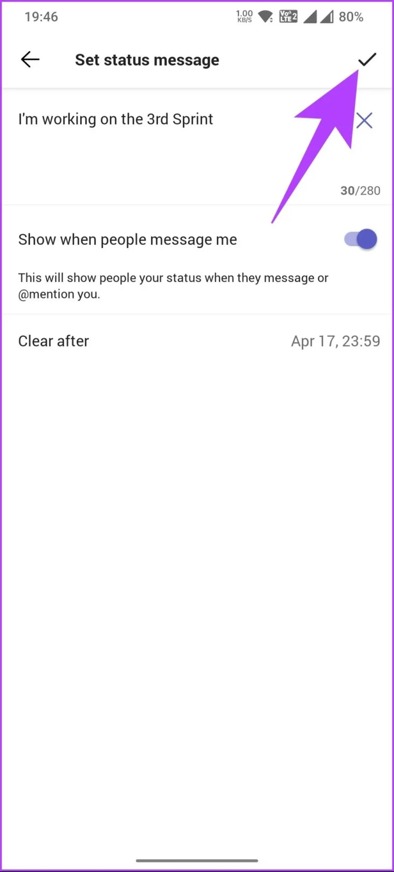 Valider message d'état