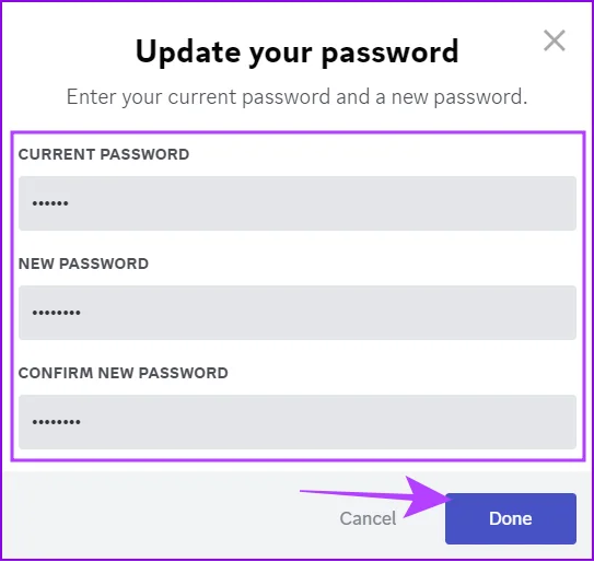 Finalización del cambio de contraseña en Desktop