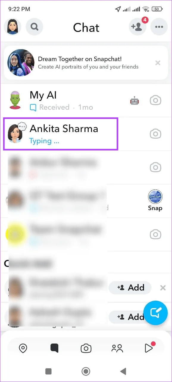 Come disattivare la notifica di digitazione su Snapchat