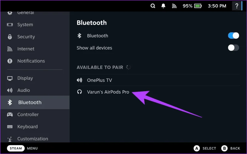 Cómo conectar AirPods y otros accesorios Bluetooth a Steam Deck