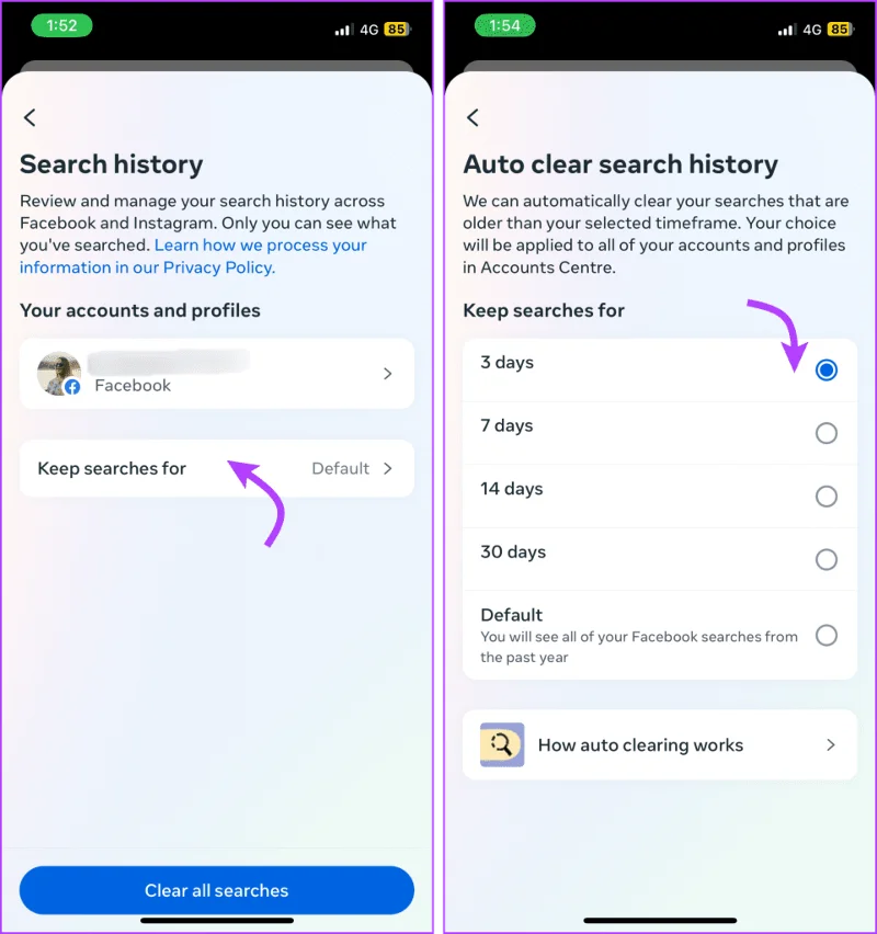 Facebook-zoeksuggesties wissen van iPhone, Android, Windows of Mac