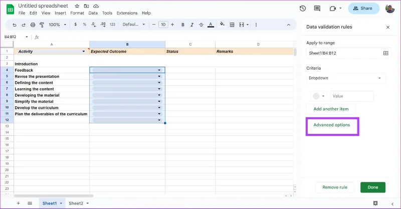 Come creare, modificare ed eliminare elenchi a discesa in Fogli Google