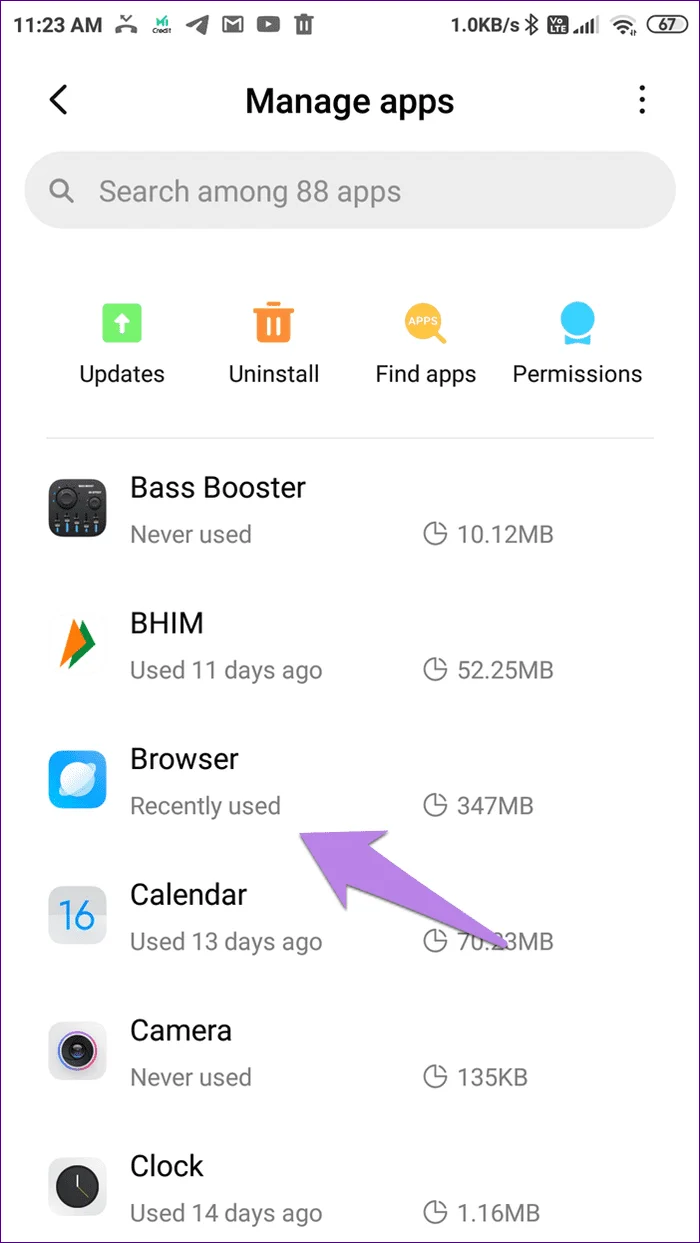 Come rimuovere Mi Browser dal gesto di scorrimento verso l'alto e disattivare l'app