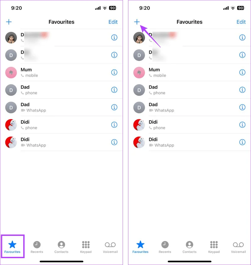 Cómo agregar o eliminar contactos de favoritos en iPhone