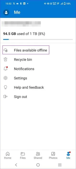 Options fichiers hors ligne OneDrive