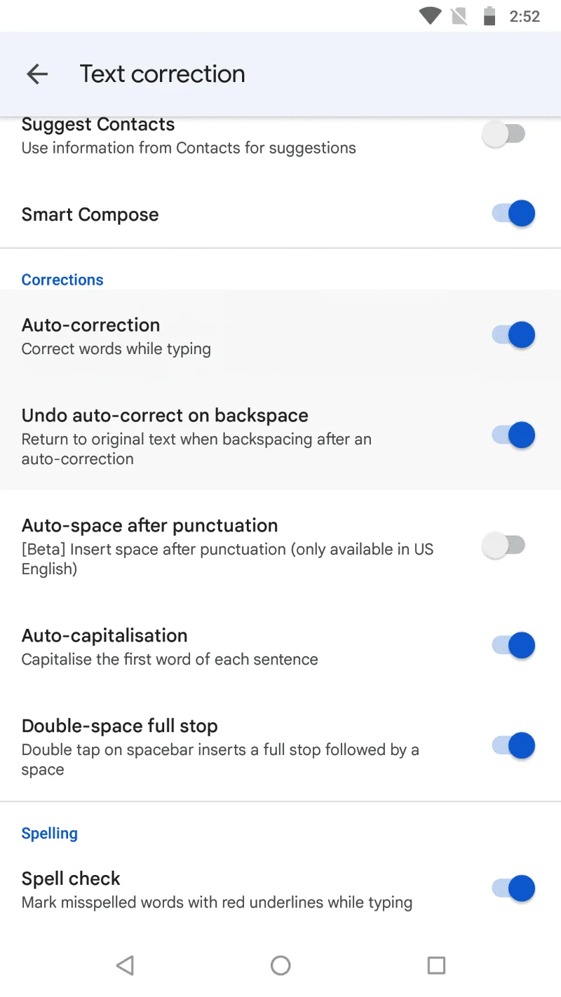 Android: 自動修正を簡単に無効にする方法