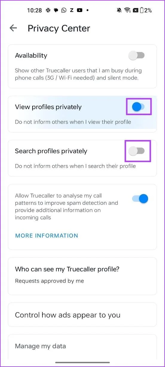 Come nascondere l'ultimo visto su Truecaller