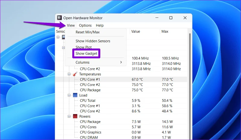 Cómo mostrar la temperatura de la CPU en Windows