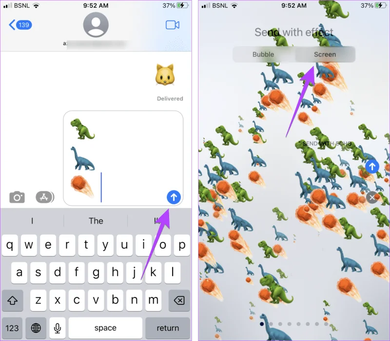 Top 9 iMessage-trucs zoals Pew Pew om speciale effecten op de iPhone toe te voegen