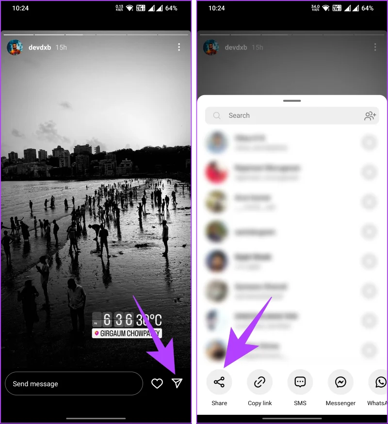 Comment partager une publication Instagram sur une histoire Snapchat