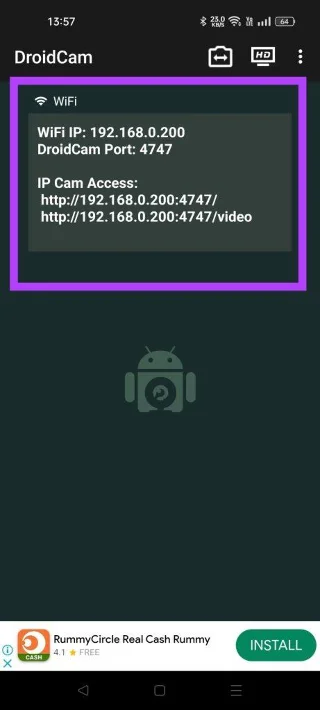 Droidcam application