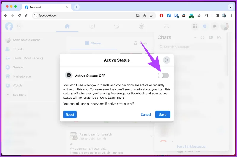 Comment désactiver le statut actif sur Facebook