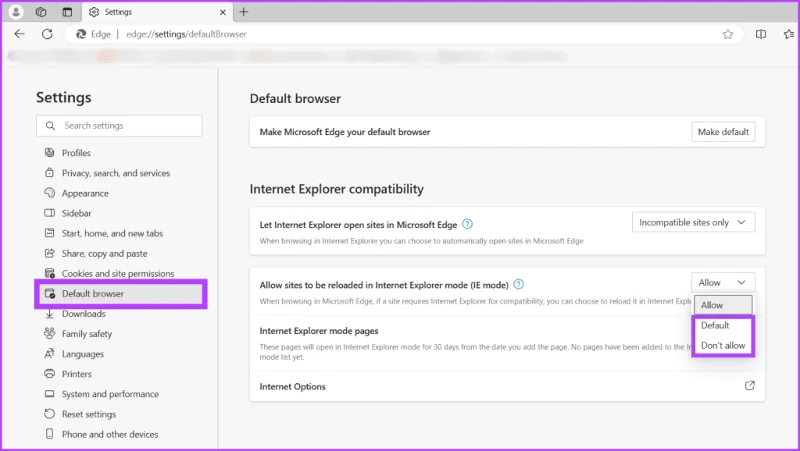 Hoe u de Internet Explorer-modus in Microsoft Edge in Windows in- of uitschakelt