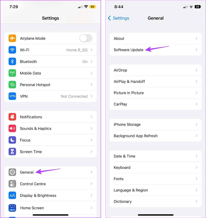 Mise à jour logicielle iPhone