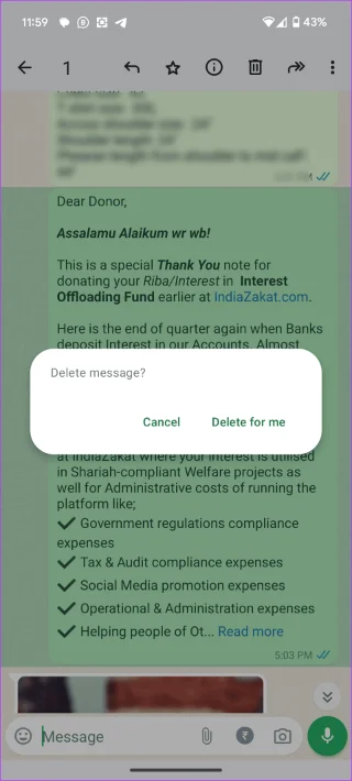Perché Elimina per tutti non viene visualizzato o non funziona su WhatsApp