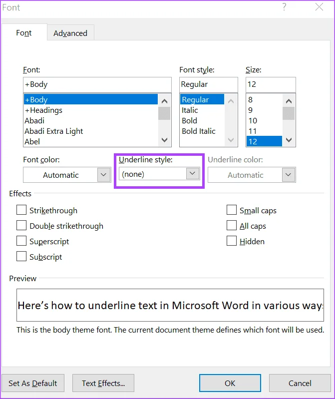 3 أفضل الطرق لتسطير النص في Microsoft Word