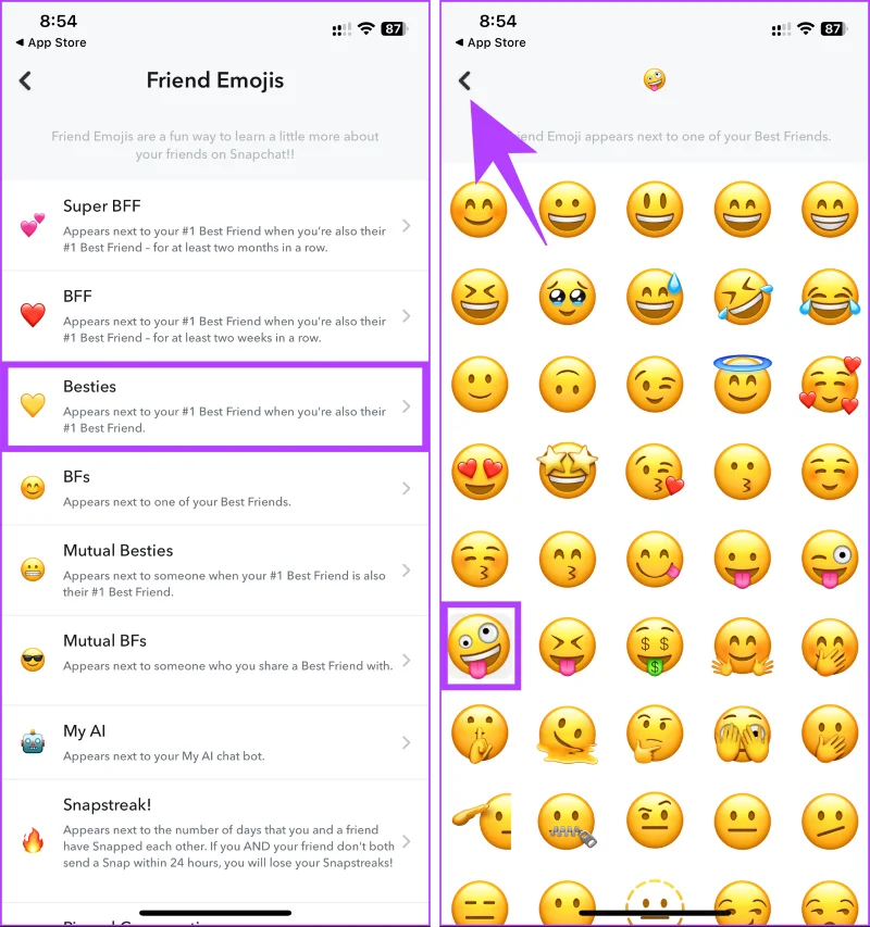 Jak zmienić emotikony znajomych na Snapchacie
