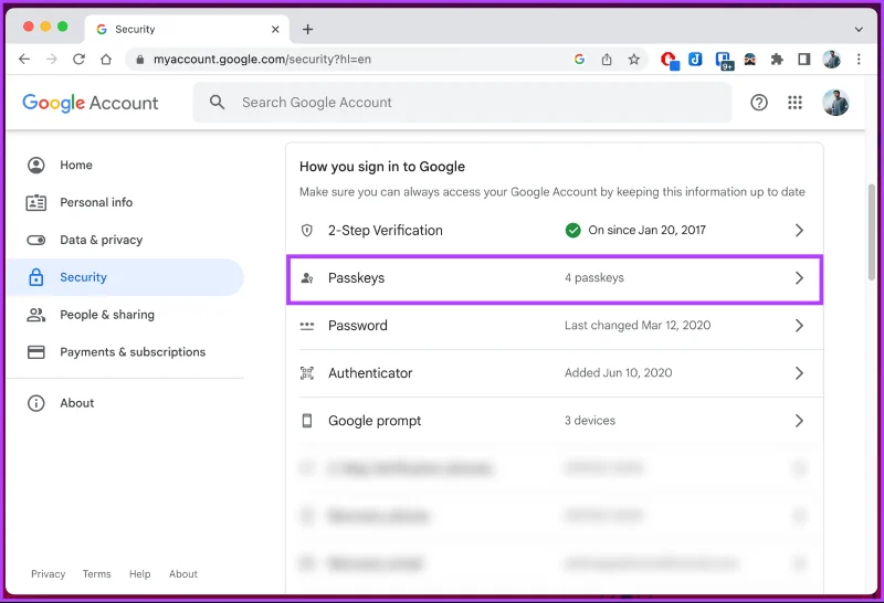 So löschen Sie einen Google Passkey von einem Desktop oder Mobilgerät