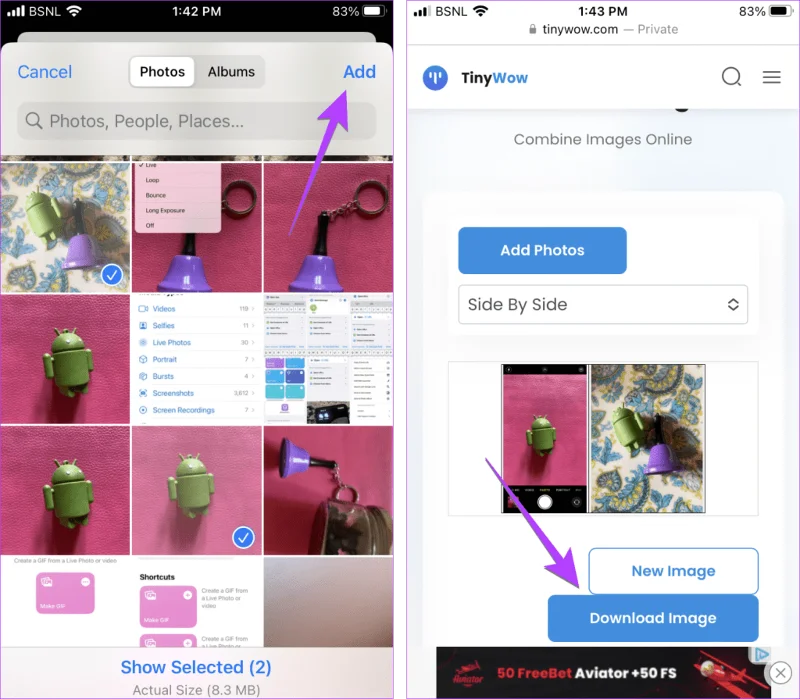 3 manieren om twee foto's naast elkaar op de iPhone te plaatsen