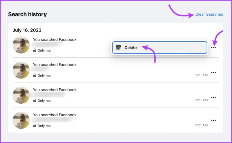 Facebook-zoeksuggesties wissen van iPhone, Android, Windows of Mac