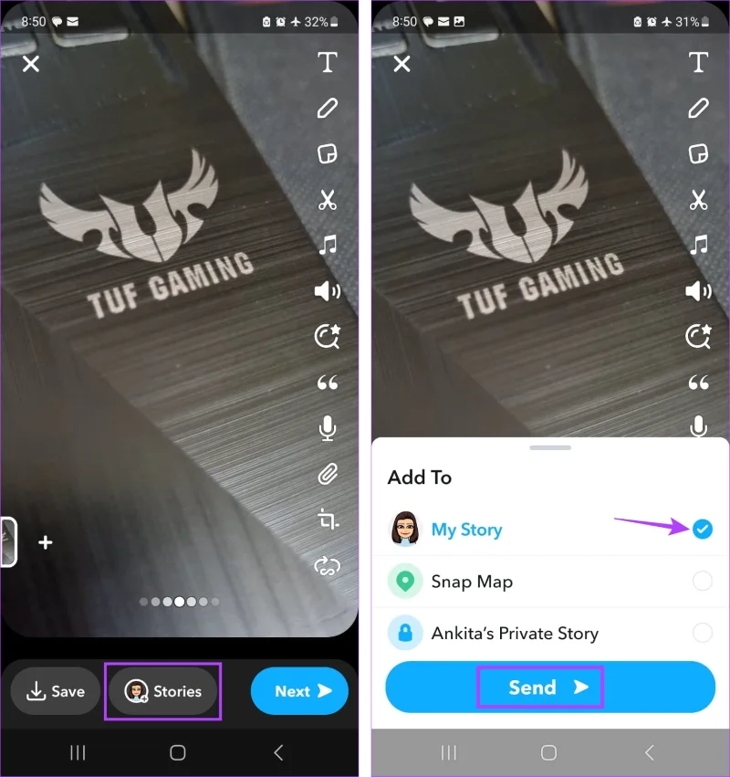 Comment ajouter des photos de pellicule à l'histoire de Snapchat