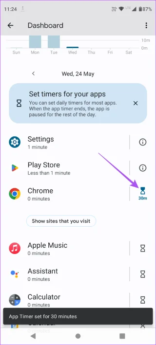App-limieten instellen op Android