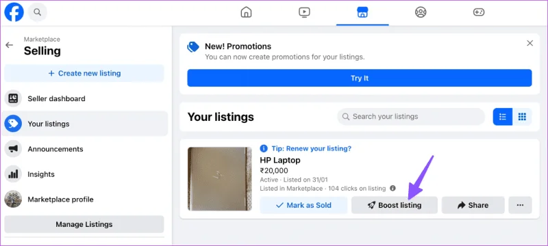 Come ottenere più visualizzazioni sul Marketplace di Facebook