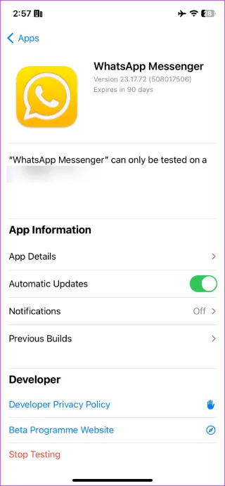 Unirse a WhatsApp Beta