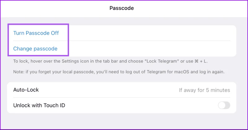 Come bloccare Telegram utilizzando il passcode su dispositivo mobile e desktop