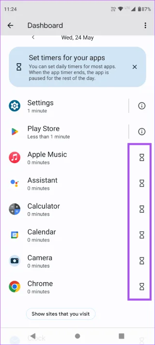 App-limieten instellen op Android