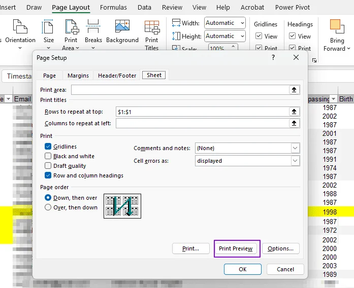Como imprimir a primeira linha ou coluna em cada página do Excel